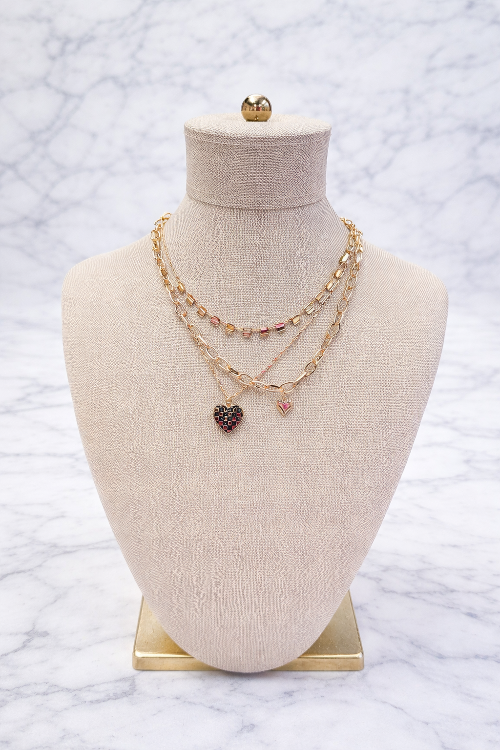 Ella 3 Chain Heart Necklace