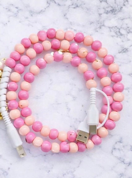 Pink Toned Charm Phone Charger