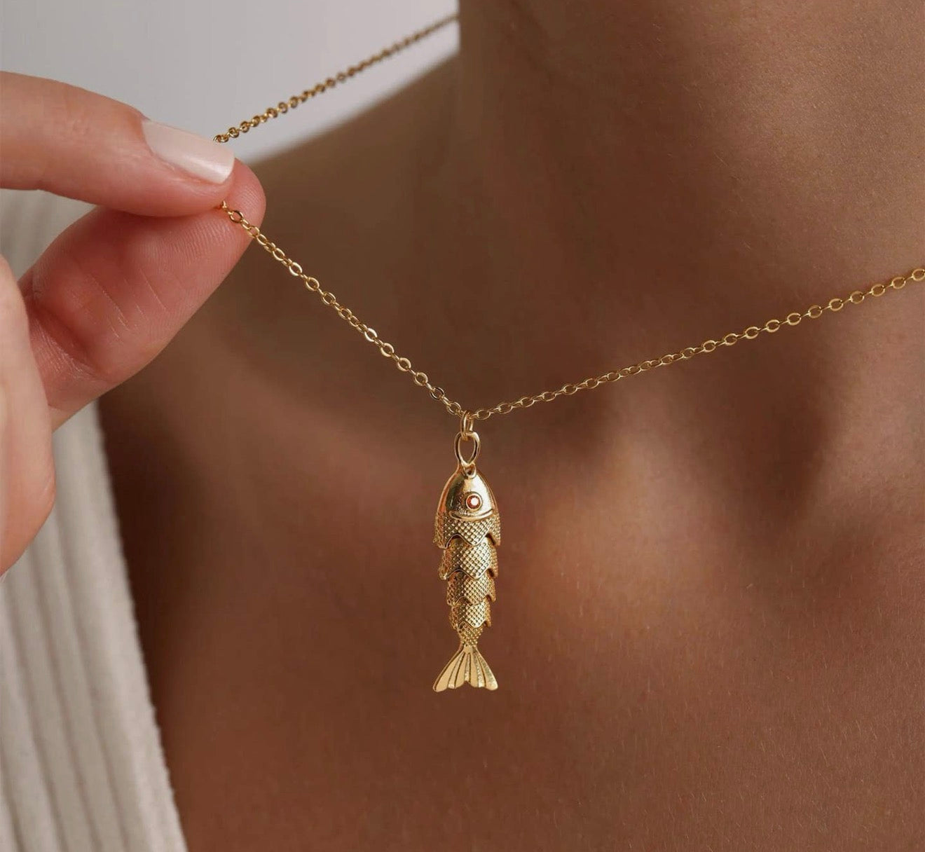 Avery Fish Pendent Gold Necklace