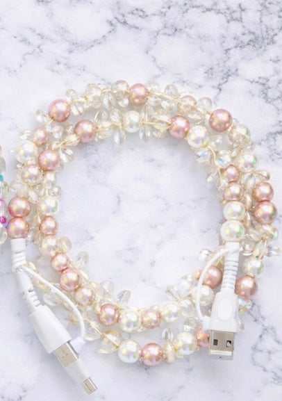 Pink Pearl Bow Phone Charger