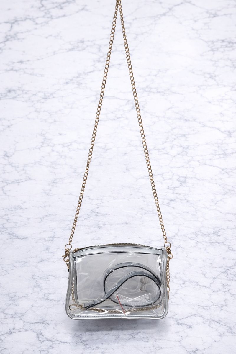 Pam Gold Strap Clear Purse