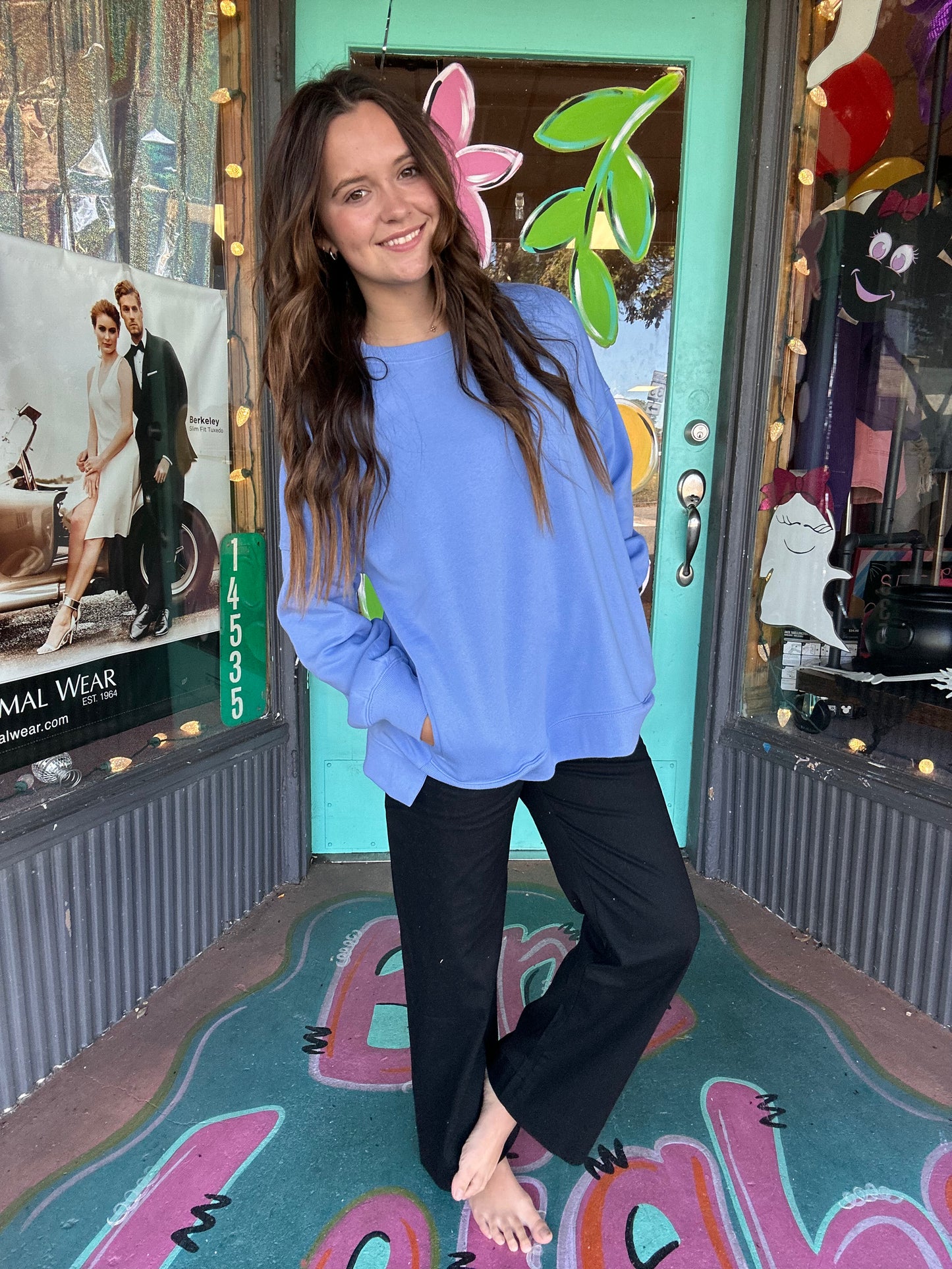 Sarah Blue Sweatshirt with Pockets