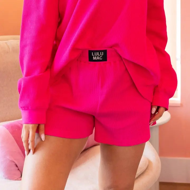 Lulu Mac Pink Waffle Shorts