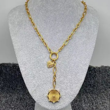 Wren Sun & Heart Charm 18K Gold Plated Y-Neck Chain