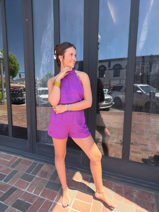 Ruby Purple Lace Romper