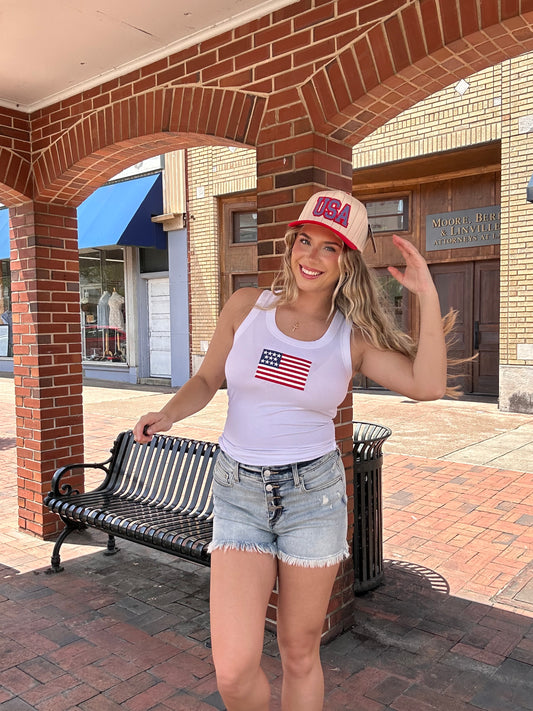 Ivy White USA Tank