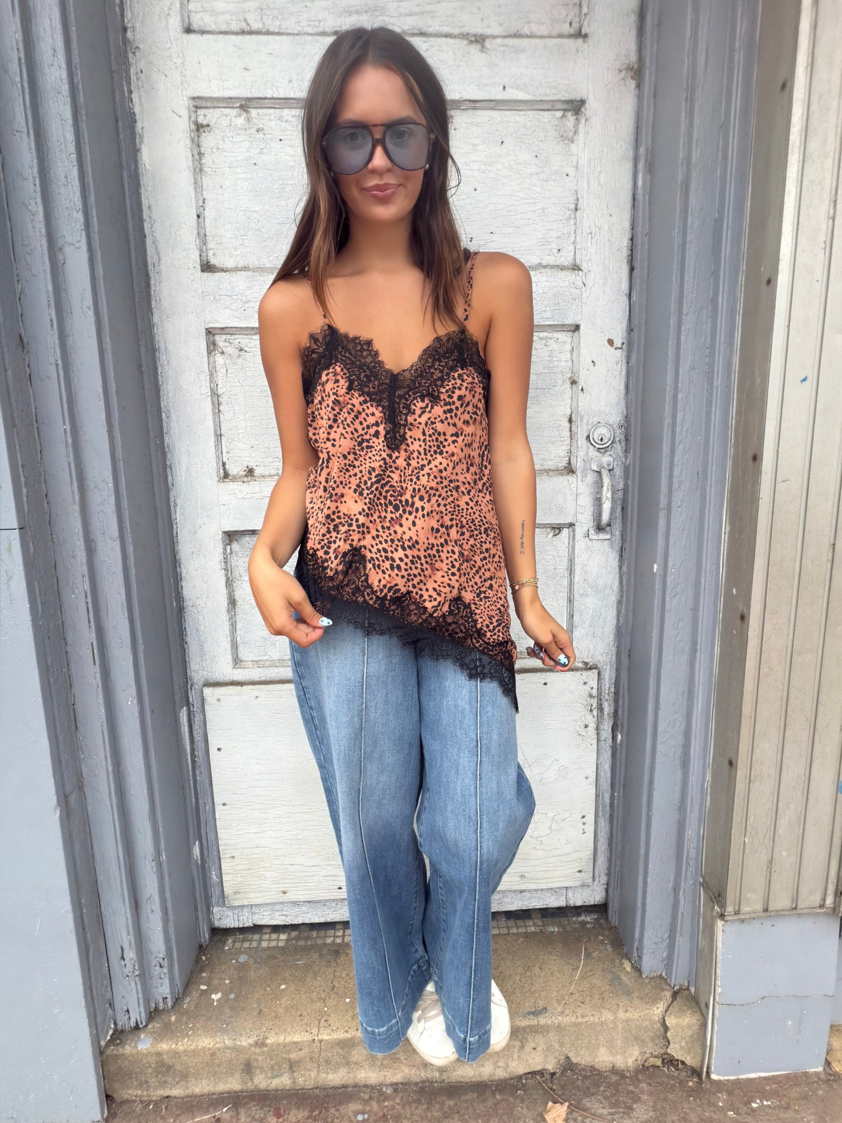 Goldie Leopard Lace Trim Top