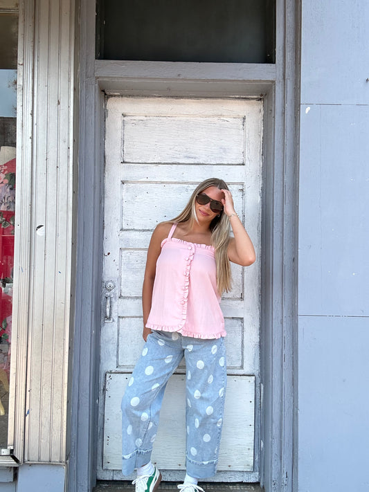 Laura Poka Dot Barrel Jeans