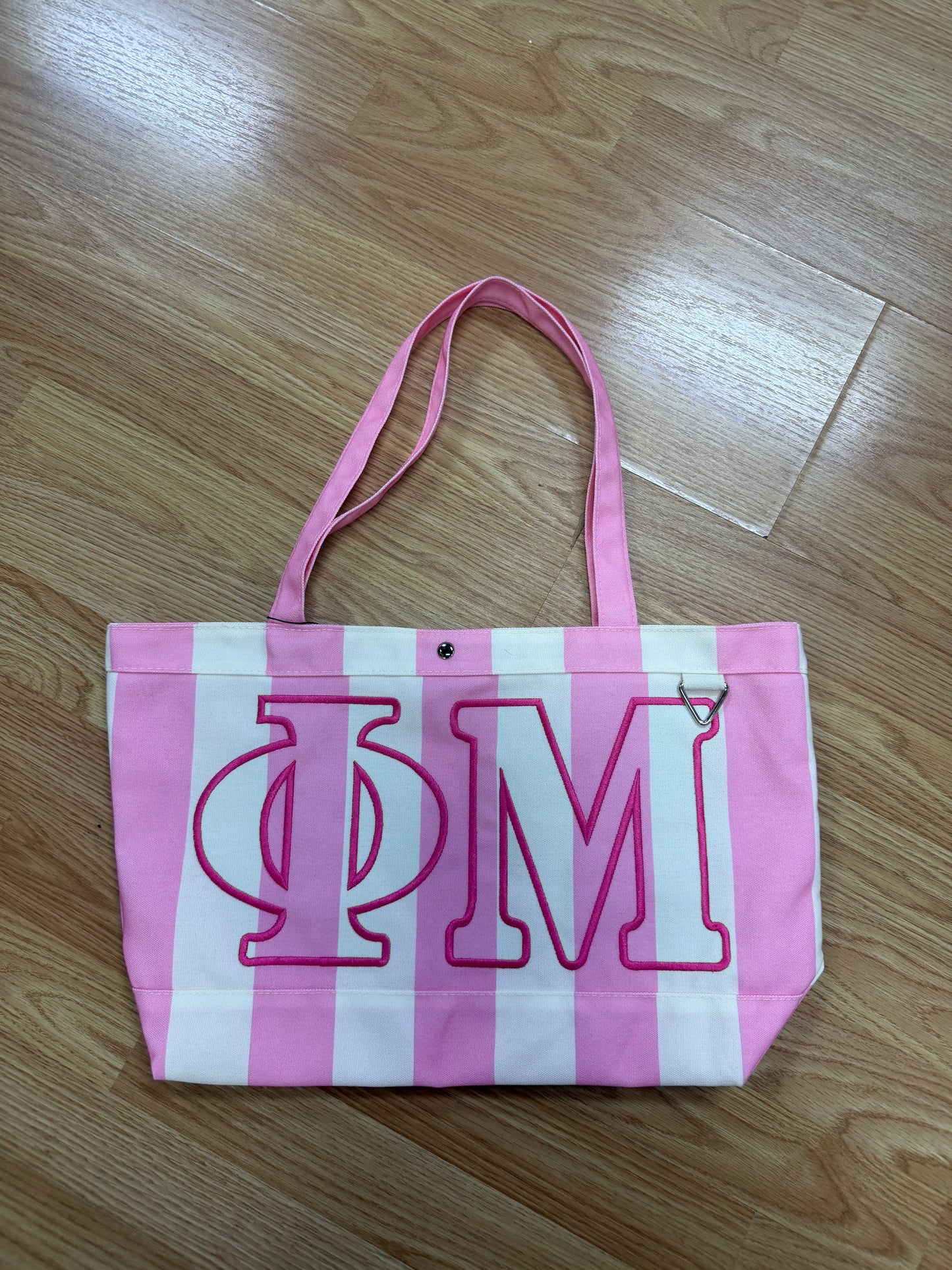 Phi Mu! Stripe Tote