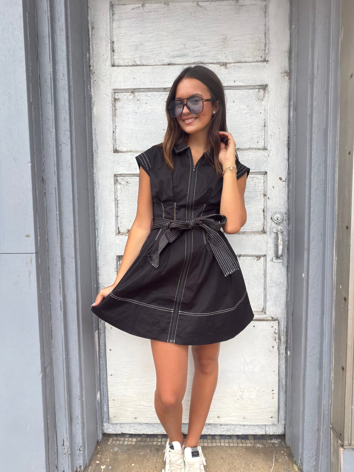Goldie Pleated Mini Dress