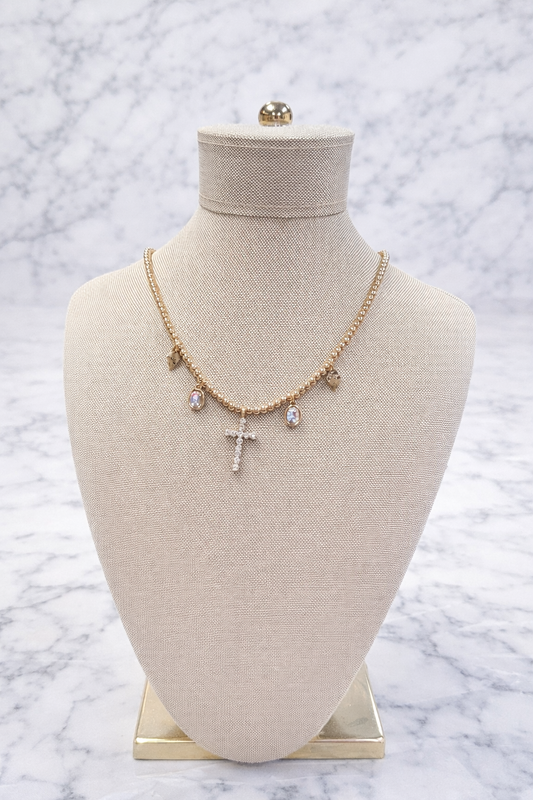 Ella Cross Diamond Charm Necklace