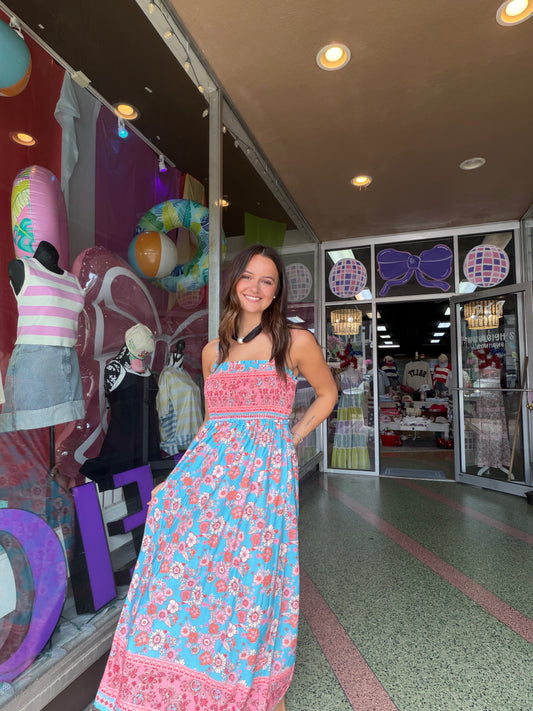 Indie Blue Floral Maxi Dress