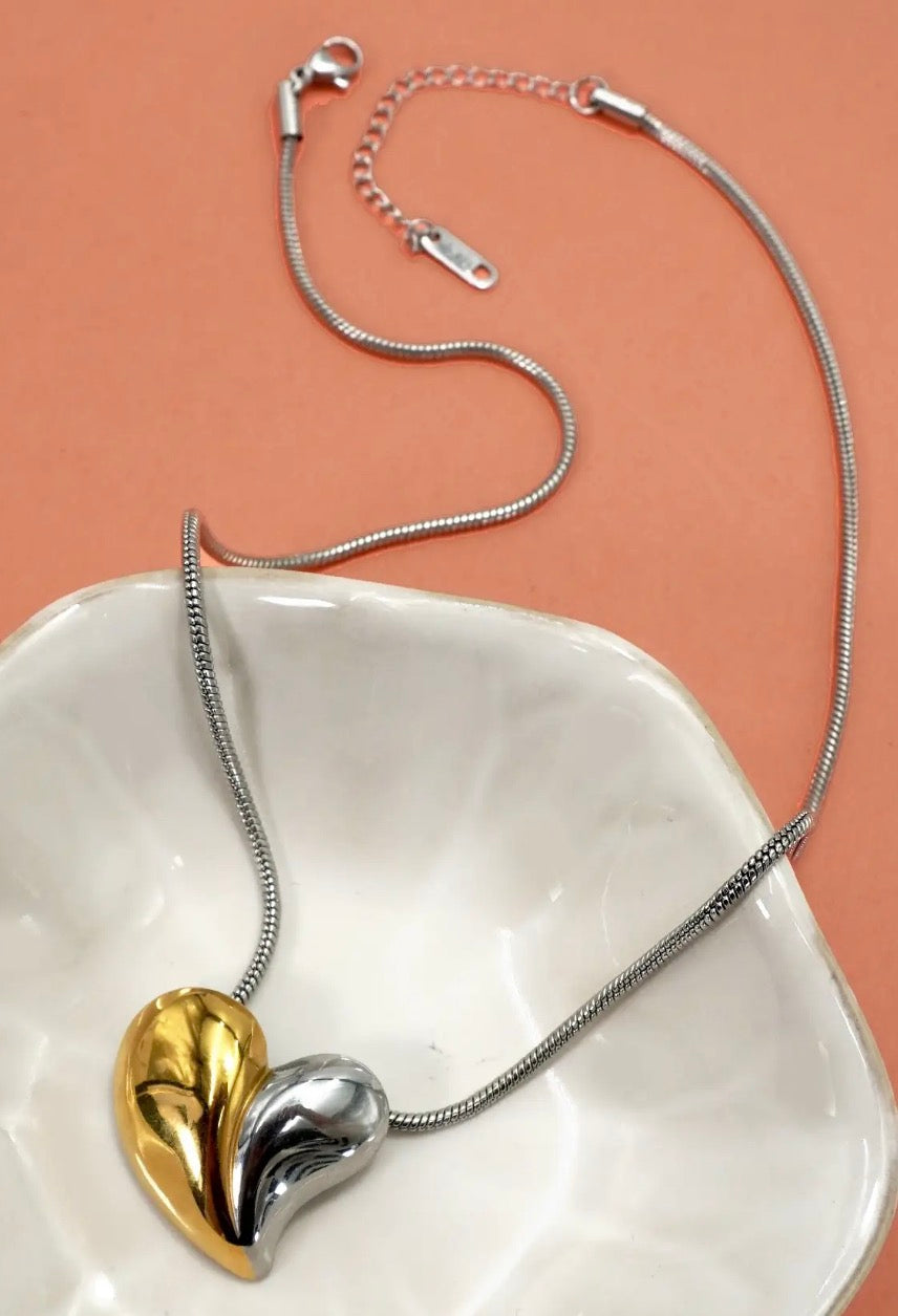 Annie Two Toned Heart Necklace
