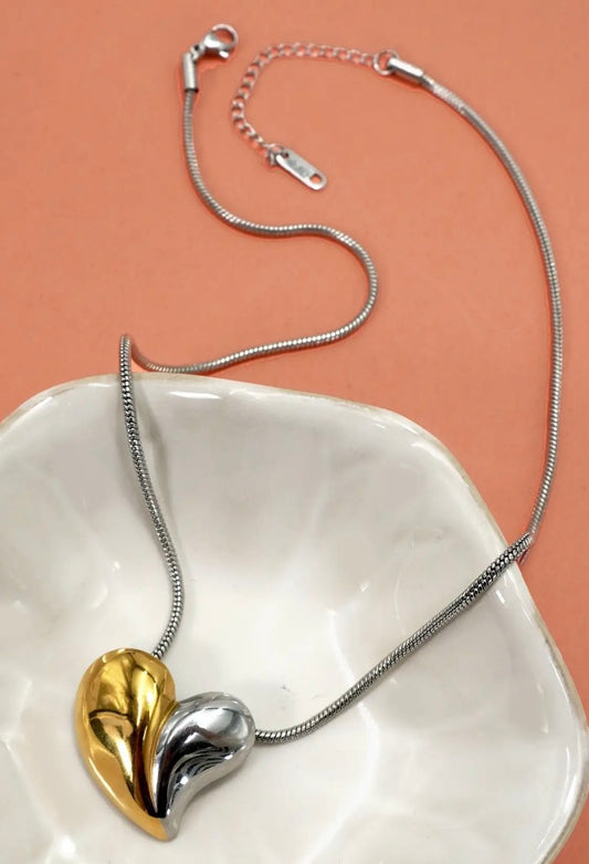 Annie Two Toned Heart Necklace
