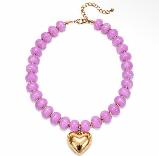 Sailor Pink Heart Statement Necklace