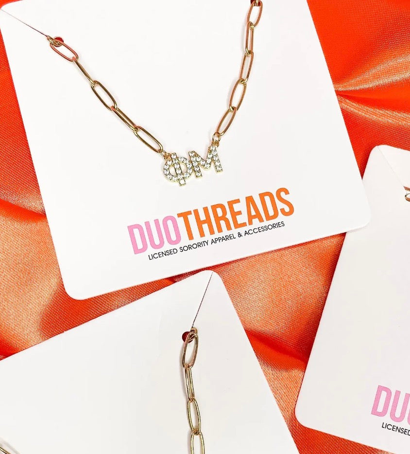 Phi Mu Rhinestone Necklace