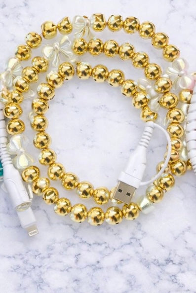 Jane Gold Pearl Phone Charger