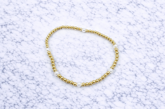 Kolby Pearl Gold Beaded Bracelet