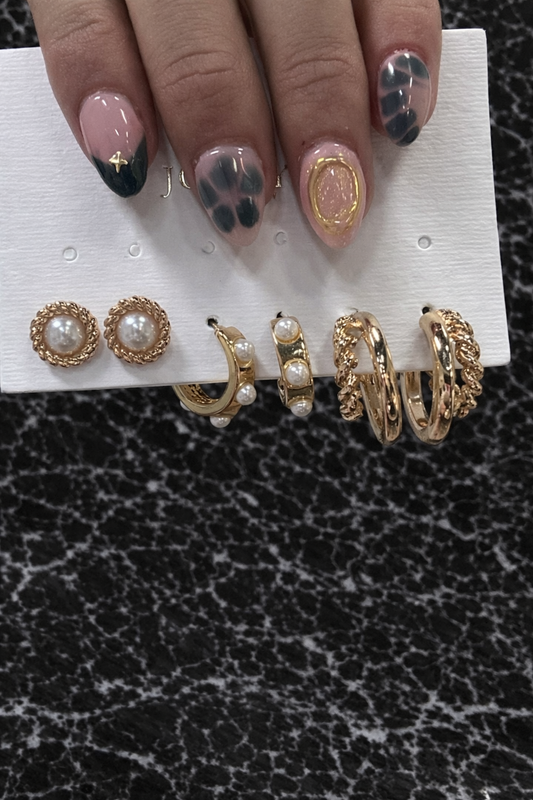 Kolby Pearl-Gold Set 3 Earrings