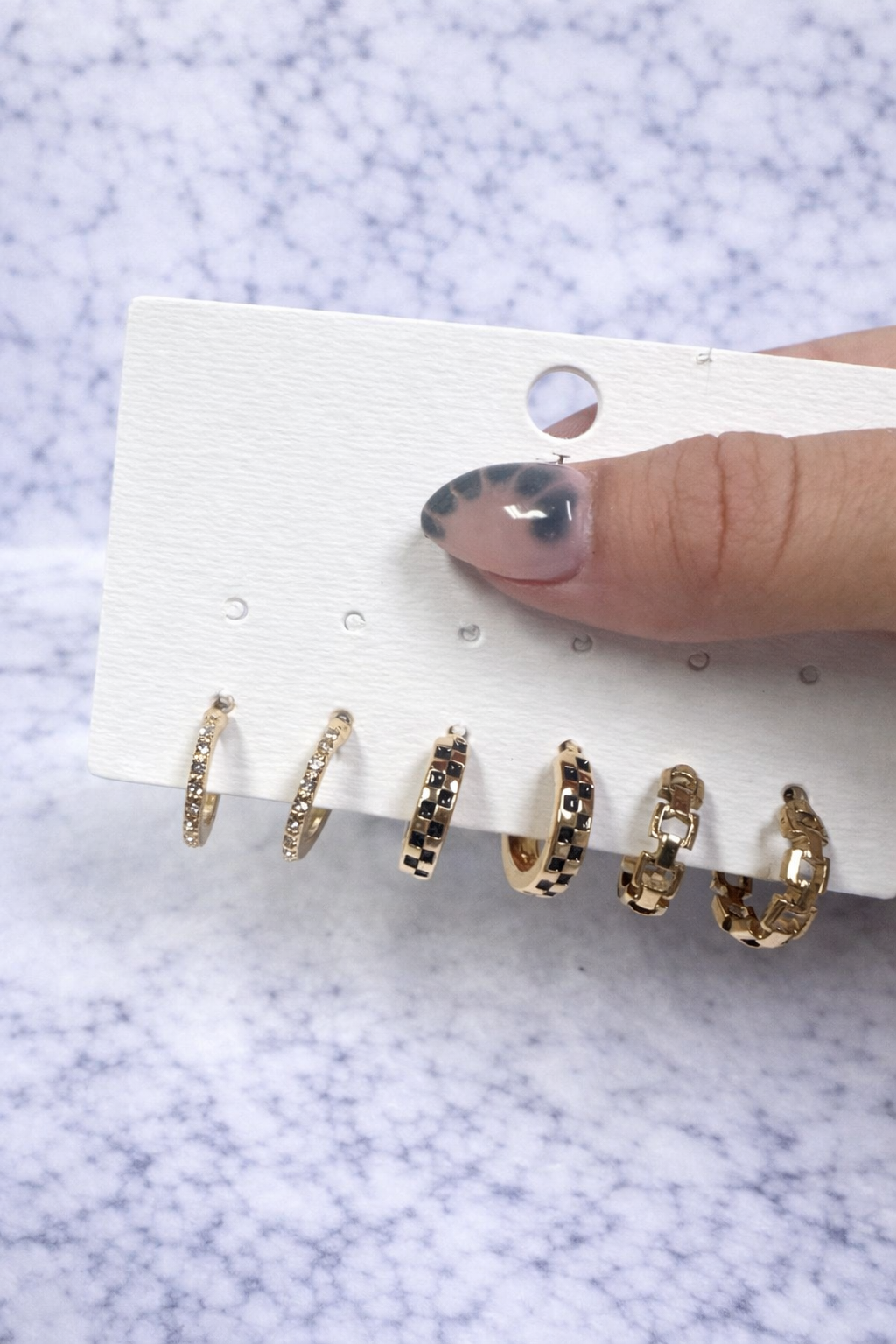 Jane 3 piece Checkered Earring