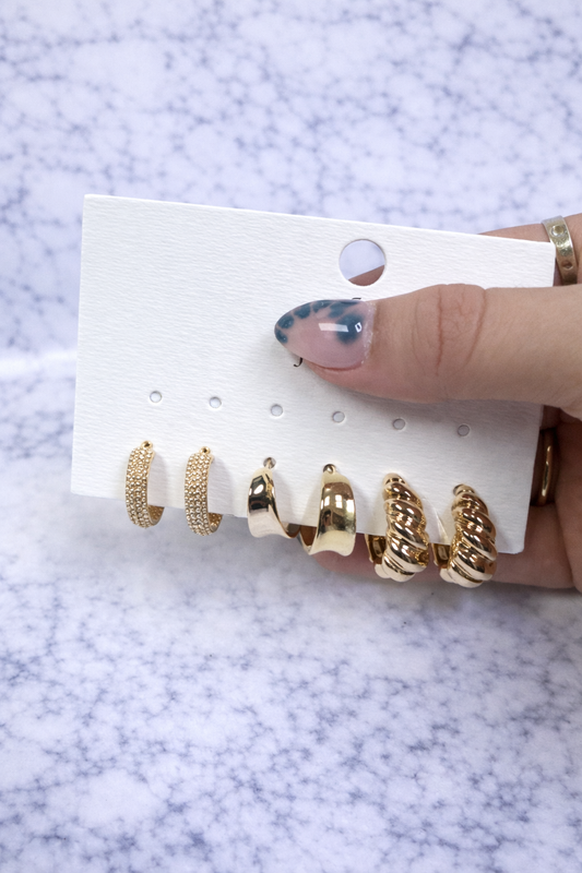 Jane Set 3 Gold Earrings