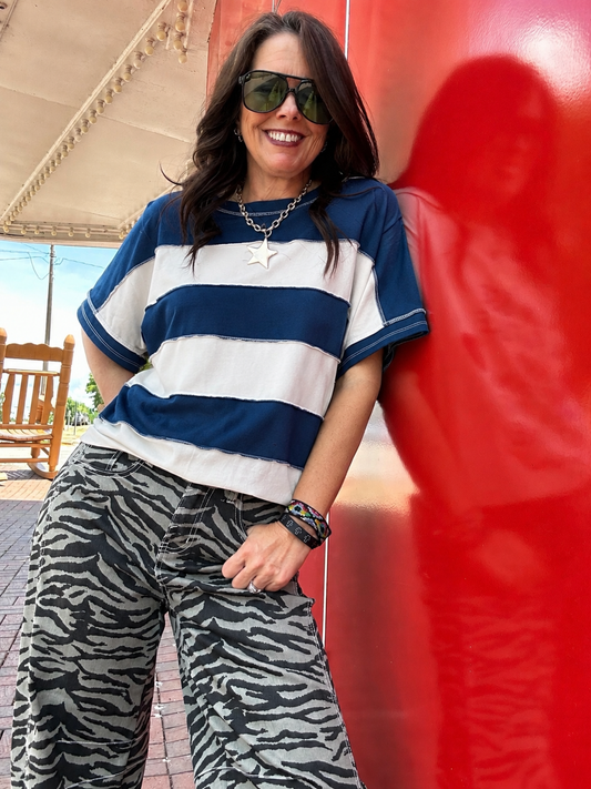 Ivy Navy Stipe Top