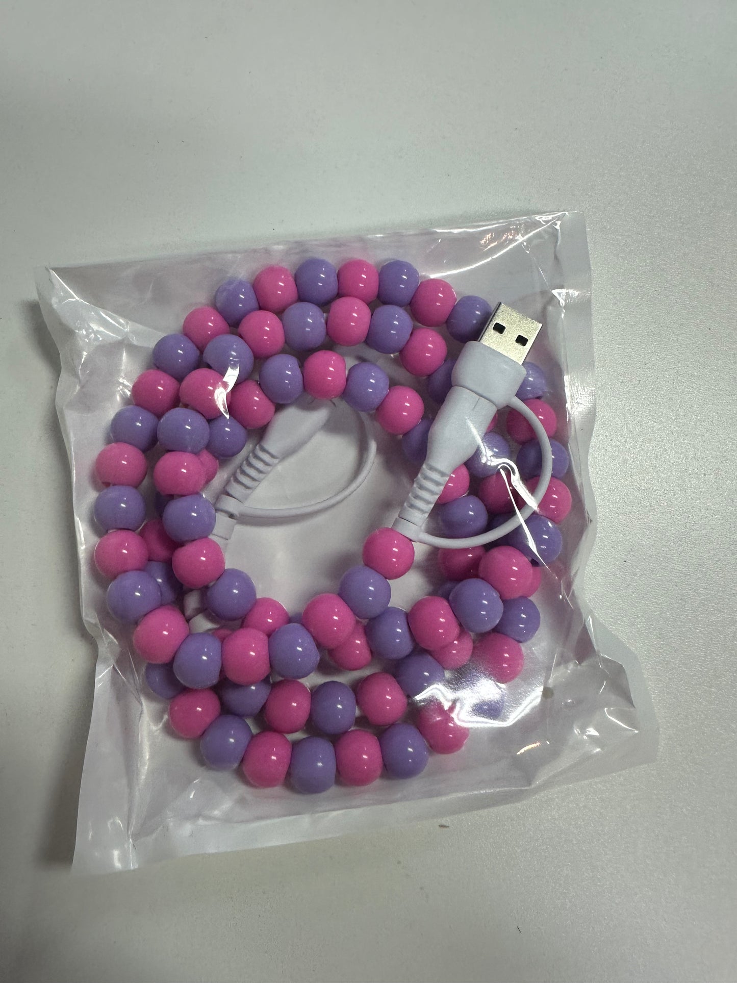 Braylin Pink/Purple Beaded Phone Charger