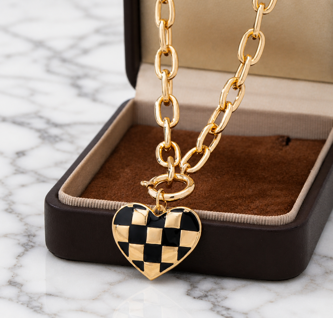 Nova Heart Checkered Necklace