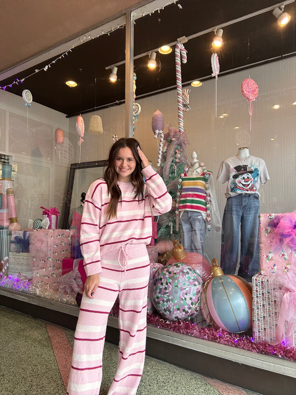 Bella Striped Fuzzy Bottom