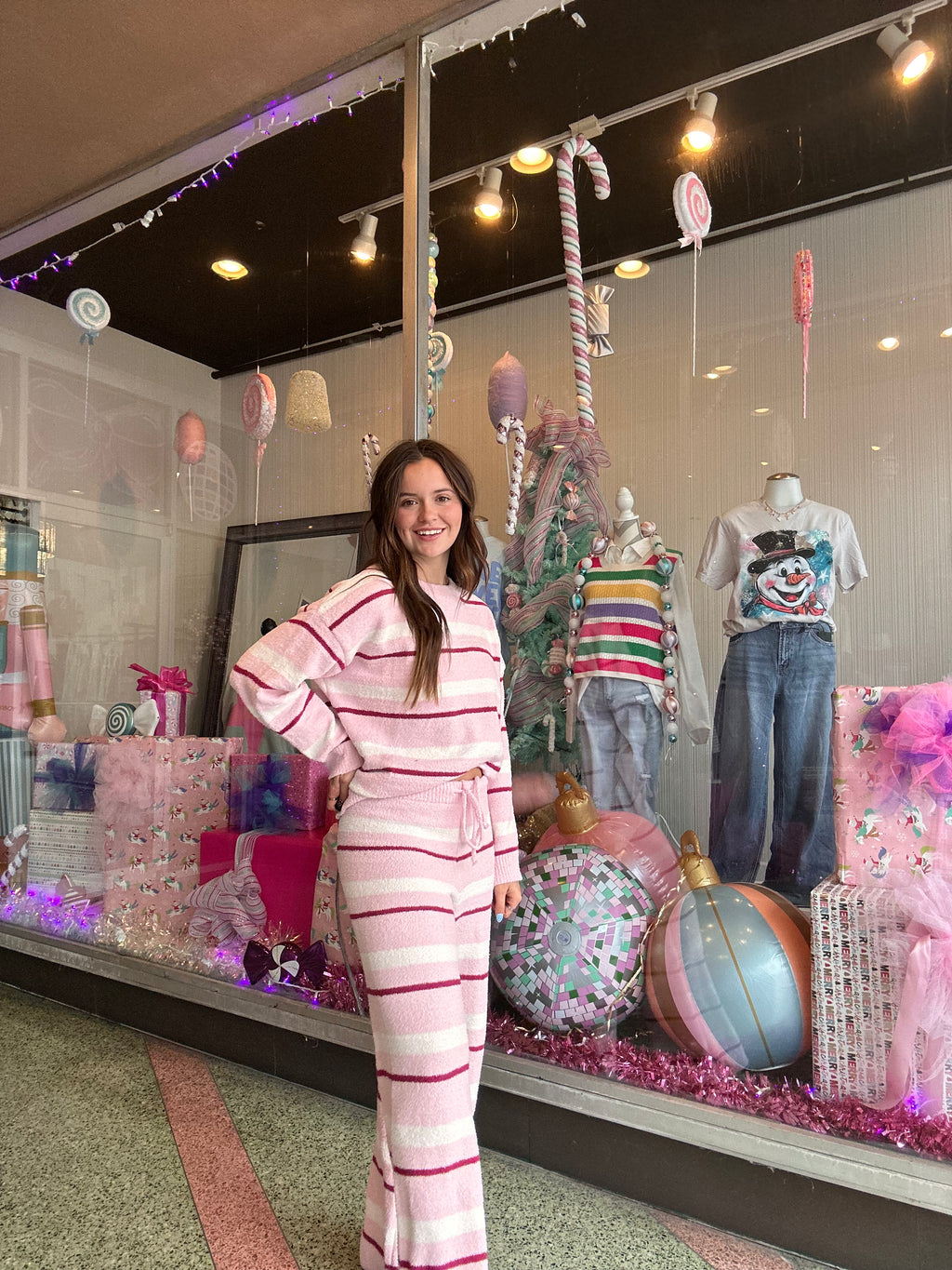 Bella Striped Fuzzy Bottom