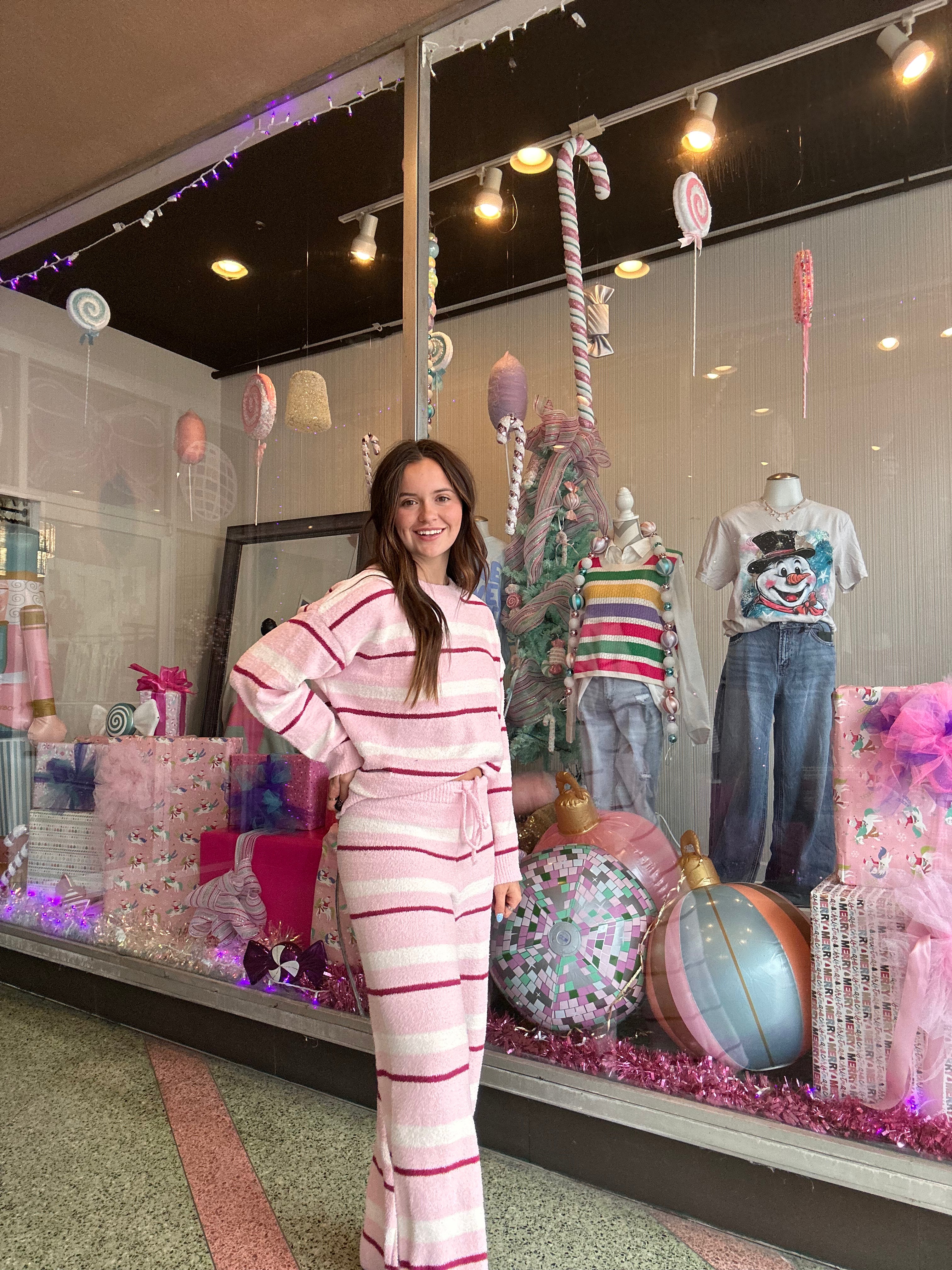 Bella Striped Fuzzy Bottom