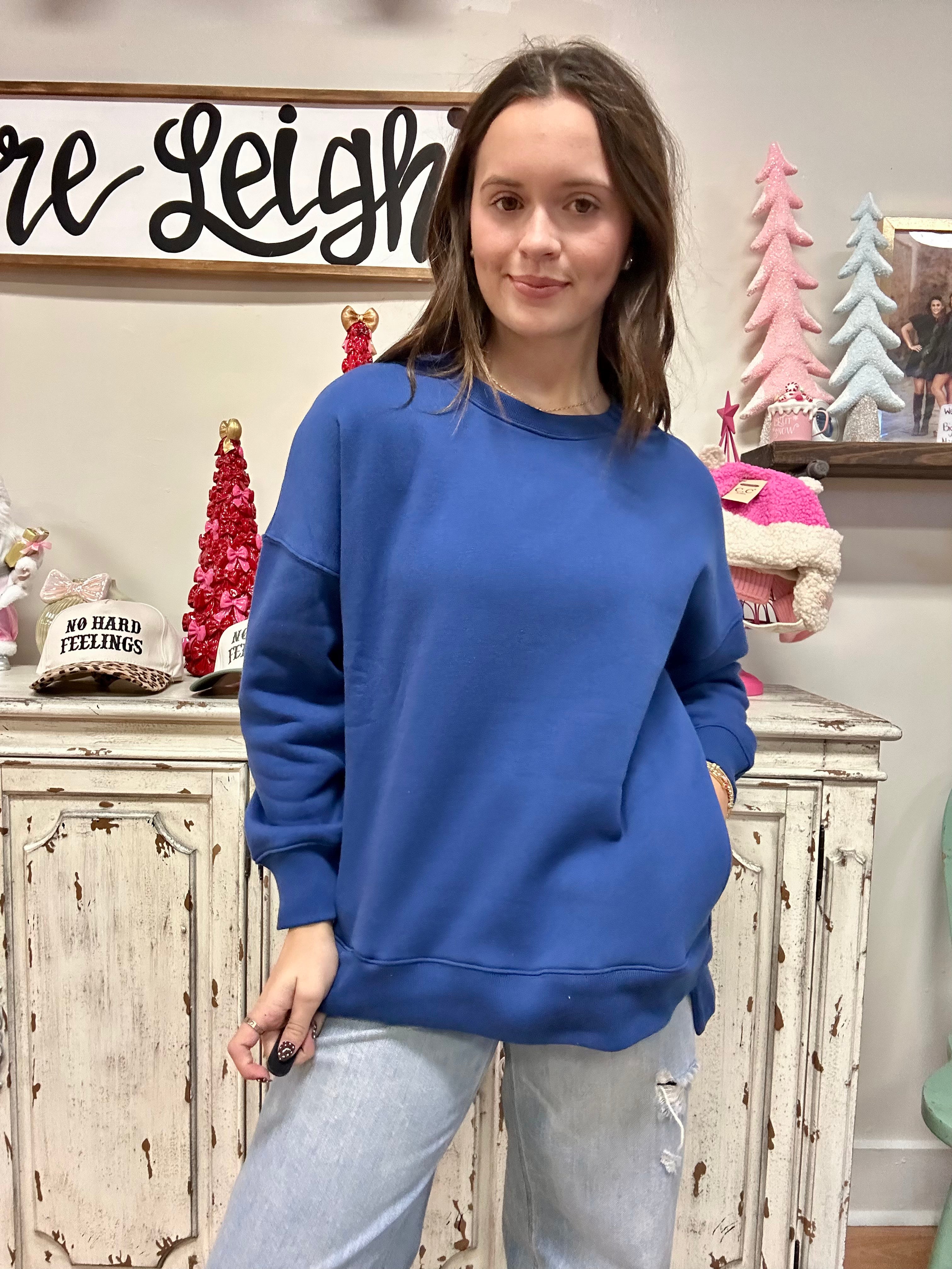 Sarah Light Navy  Sweatshirt with Pockets