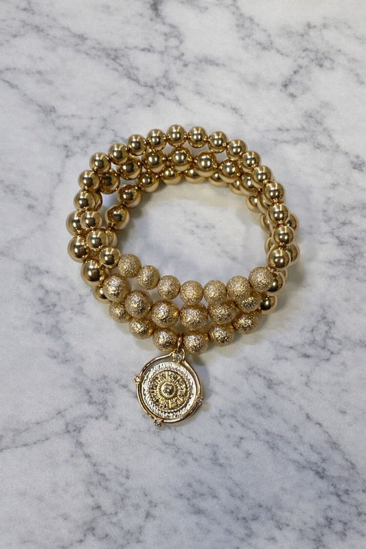 Tiffany Triple Gold Beaded Bracelet