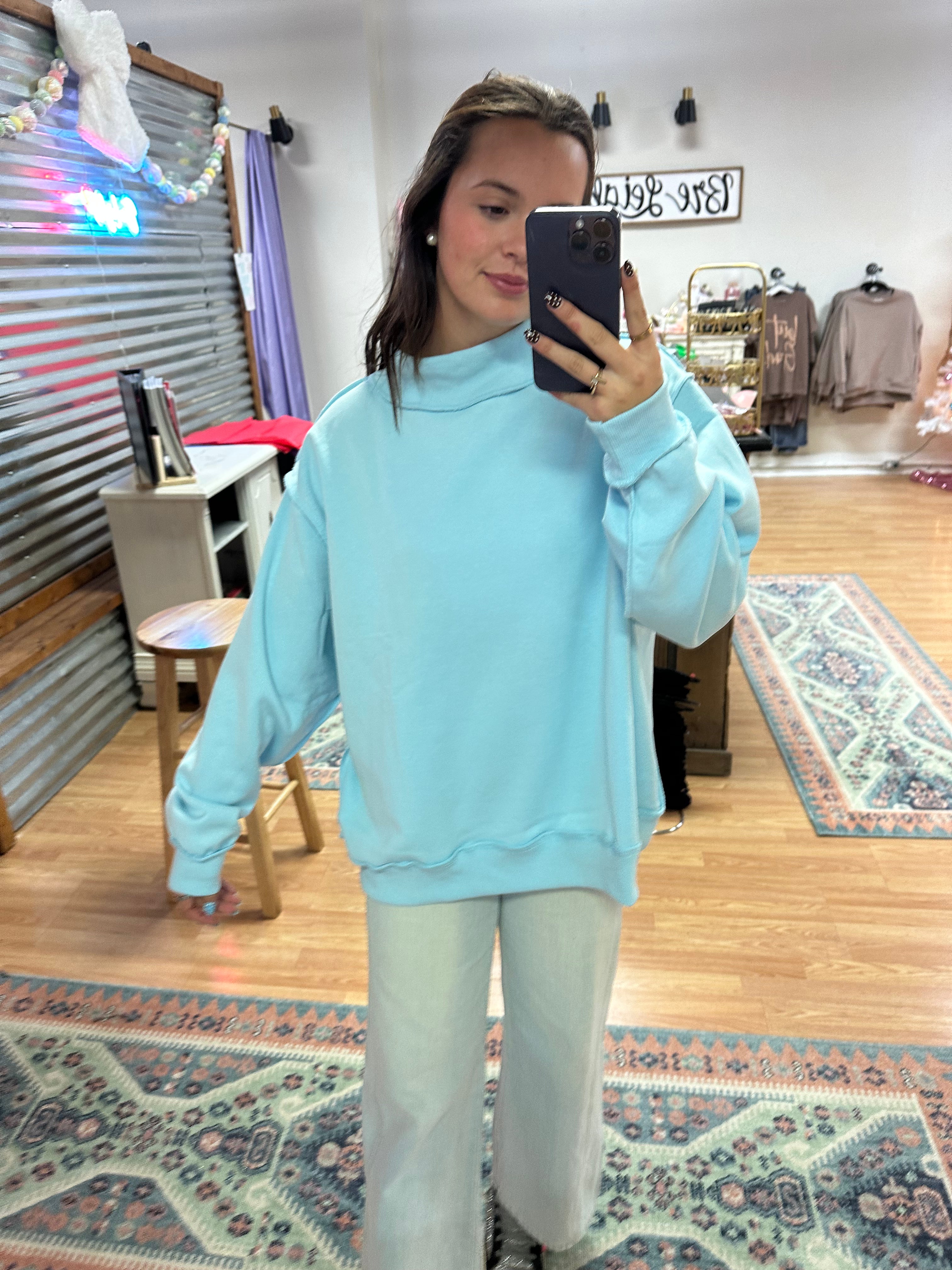 Chloe Light Blue Mock Neck