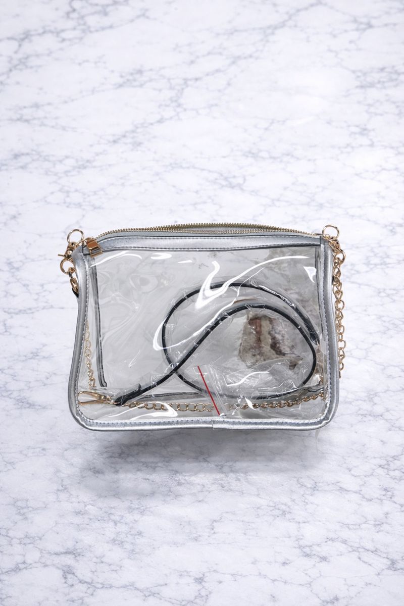 Pam Gold Strap Clear Purse