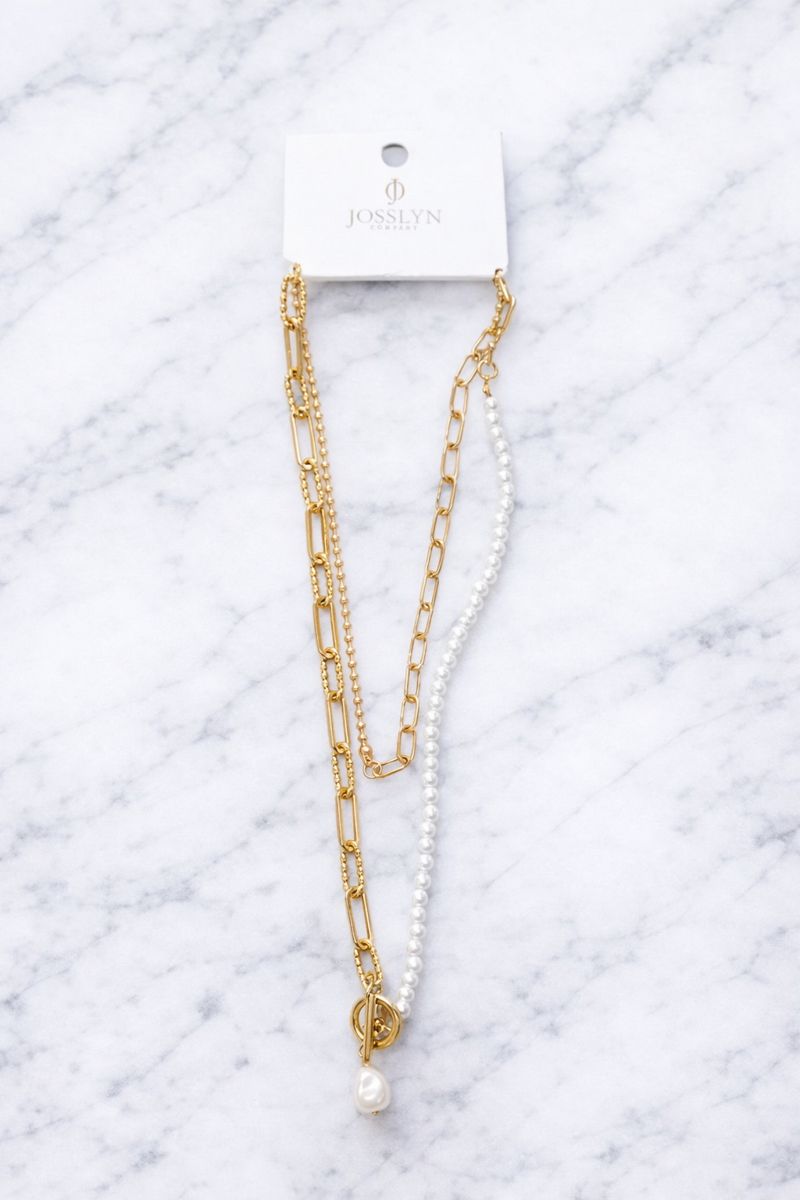 Katelyn Pearl Mix Double Layer Necklace