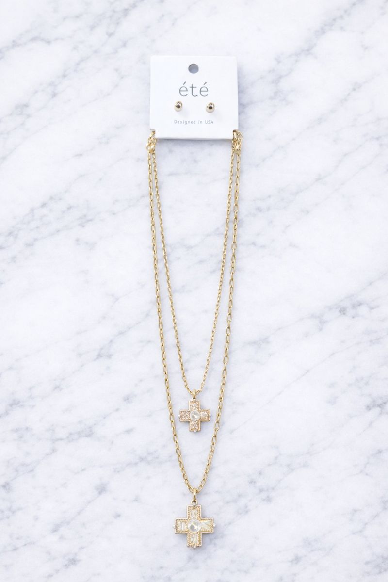 Katelyn Double Layer Cross Necklace