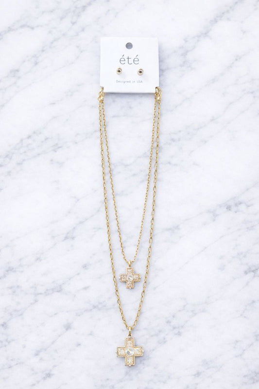 Katelyn Double Layer Cross Necklace