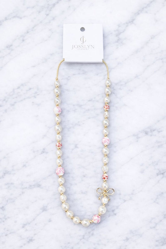 Cassie Pearl Bow Necklace