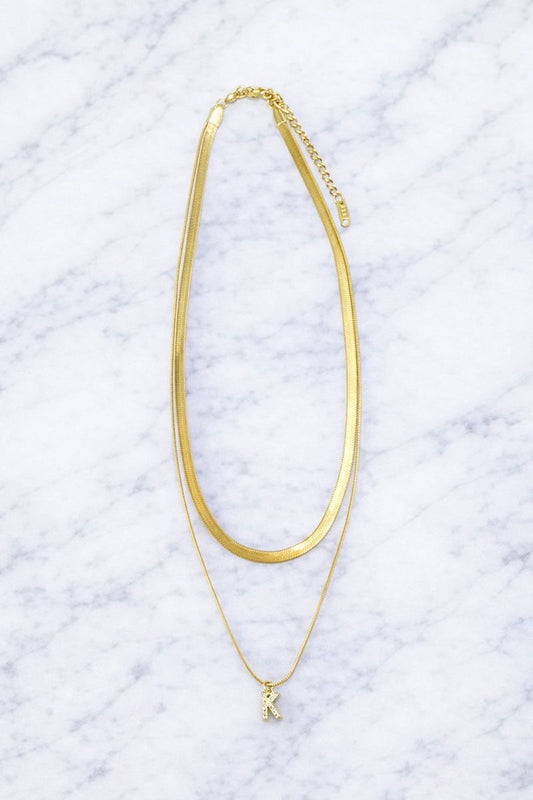 Sophia Double Layer "K" Initial Necklace