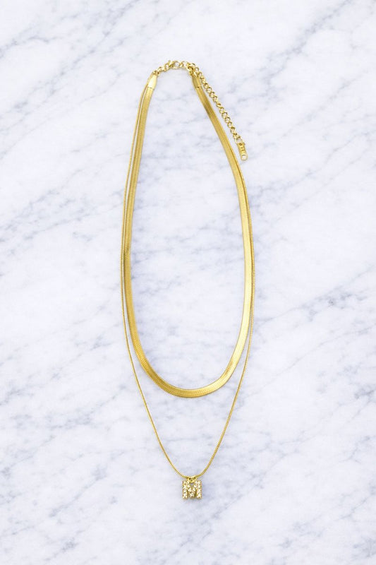 Sophia Double Layer "M" Initial Necklace
