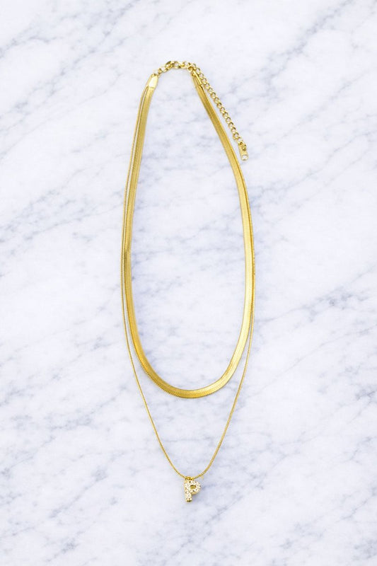 Sophia Double Layer "P" Initial Necklace