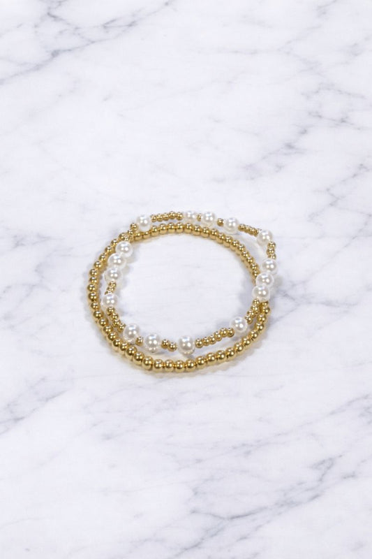 Kaylie Gold and Pearl Bracelet Set