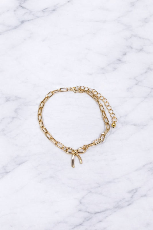 Kaylie Gold Chain Bow Bracelet