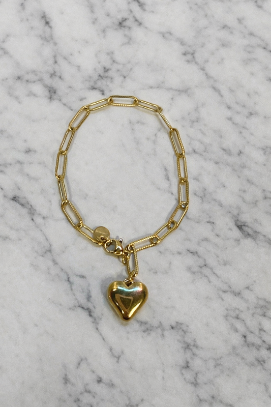 Kaylie Gold Chain Heart Bracelet