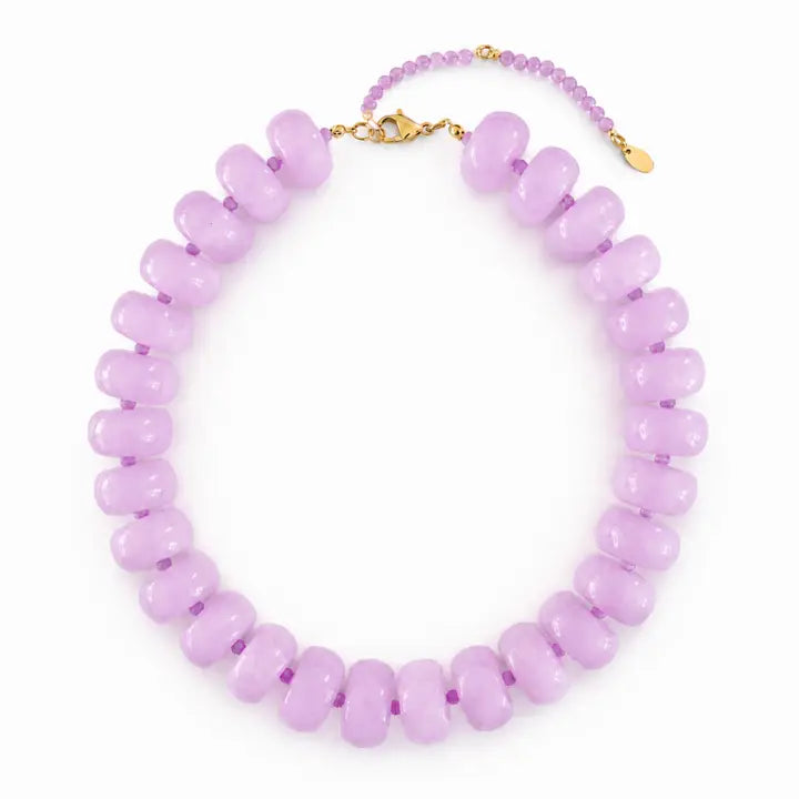 Lavender Chunky Resin & Natural Stone Bead Necklace