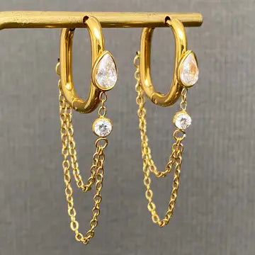 Wren Chain Fringe 18K Gold Plated Earrings