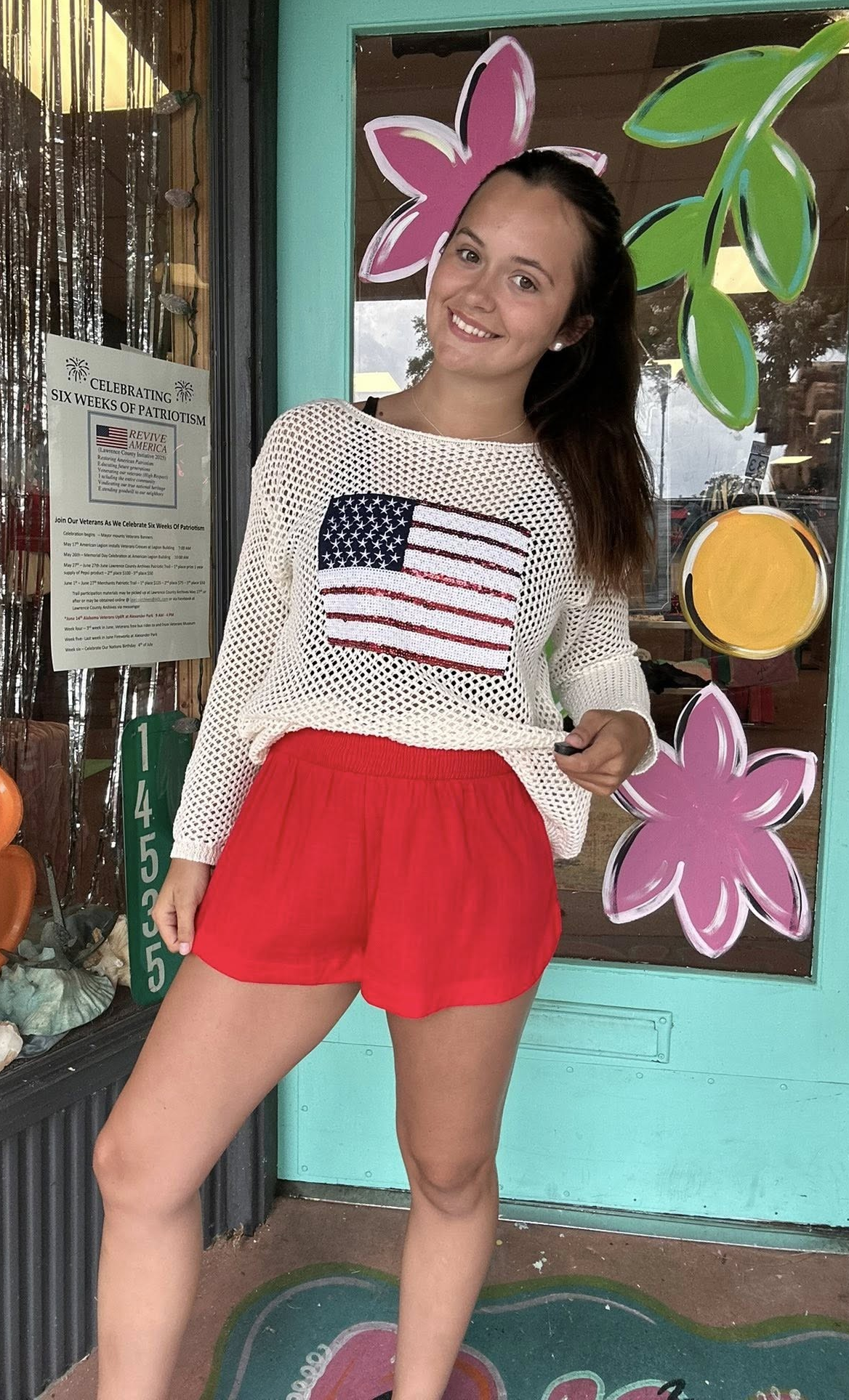 Katie Red High Waisted Shorts