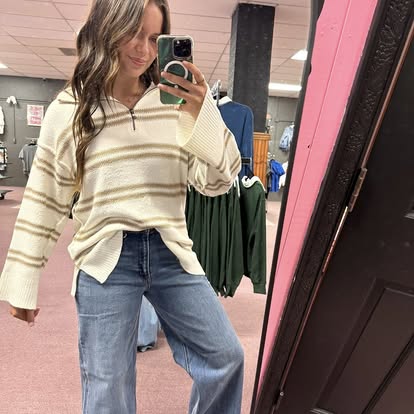 Ruby Half Zip Cream Sweater