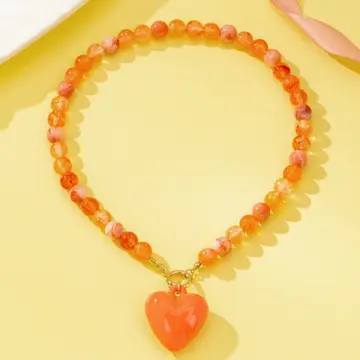 Avery Pastel Pink Sweetheart Beaded Heart Pendant Necklace